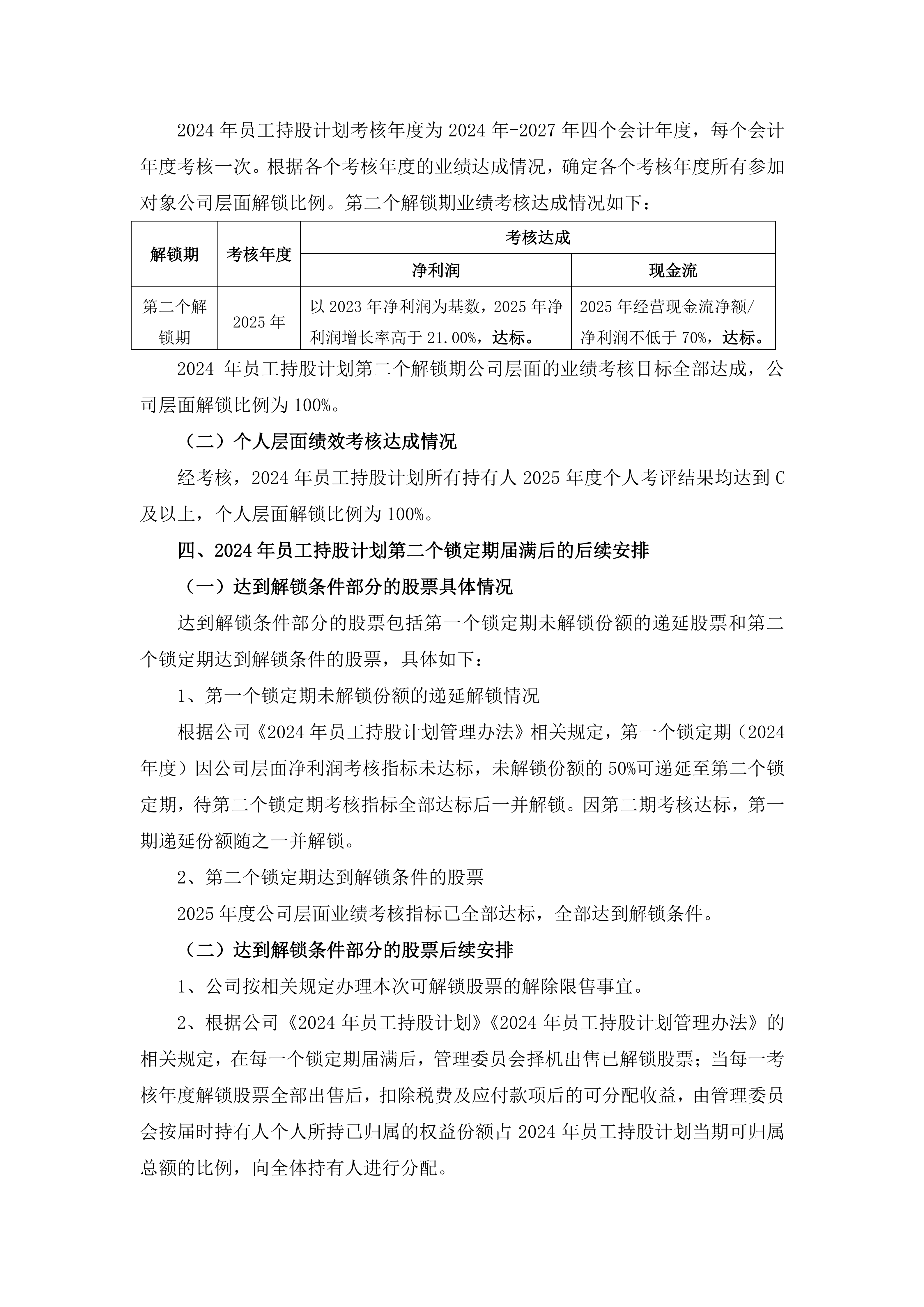 2026-147 五新智能 关于2024年员工持股计划第二个锁定期届满暨达成全部解锁条件的公告_03