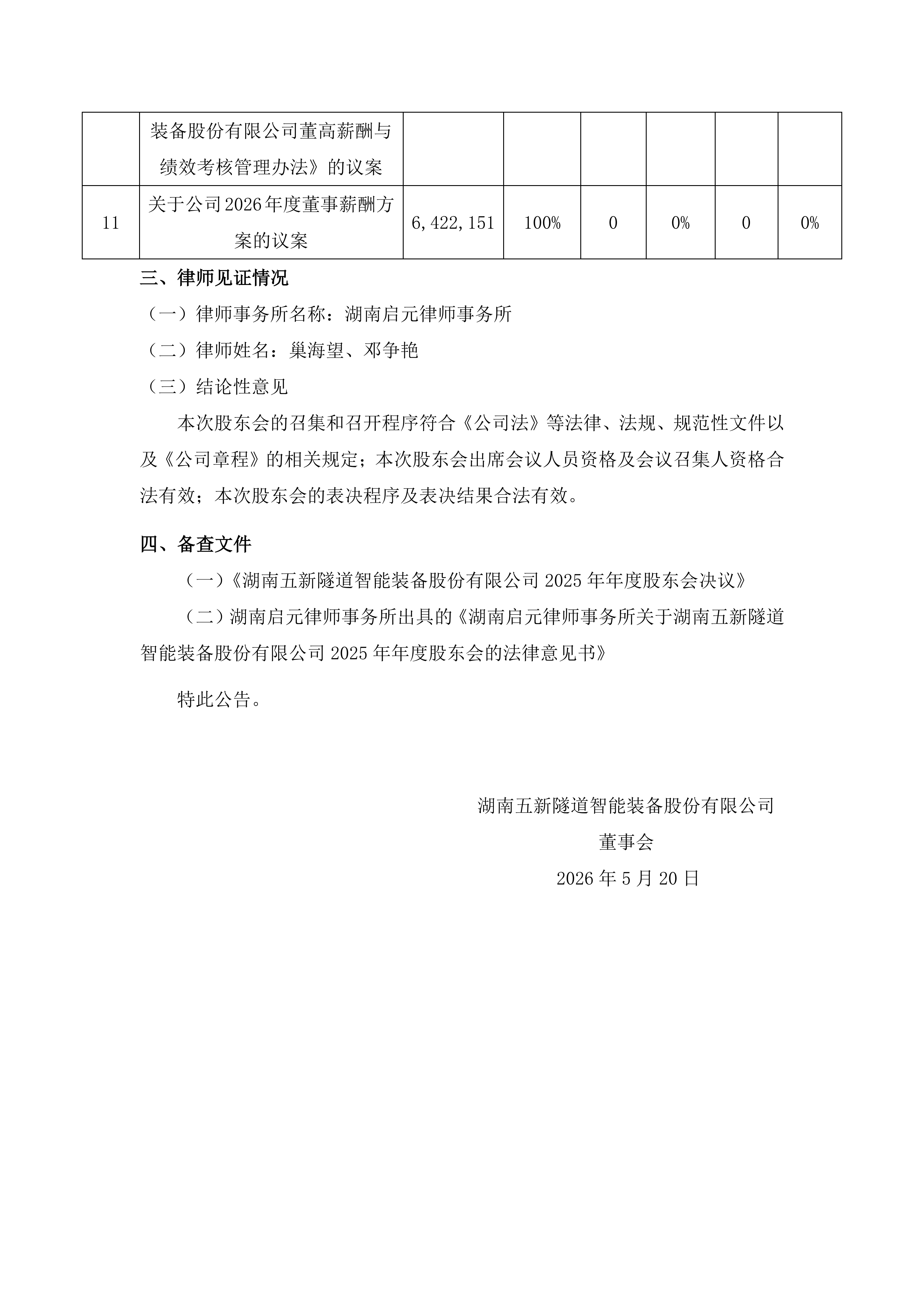 2026-075 五新隧装 2025年年度股东会决议公告_05